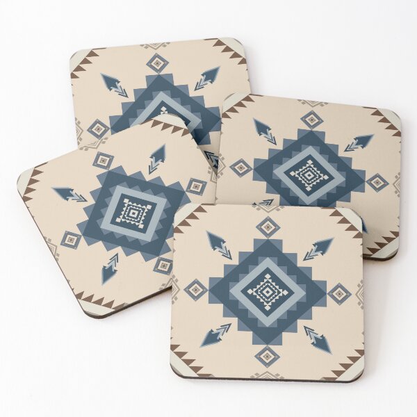 Item preview, Beige and Blue Geometric Tribal Design designed and sold by kasune-shop.