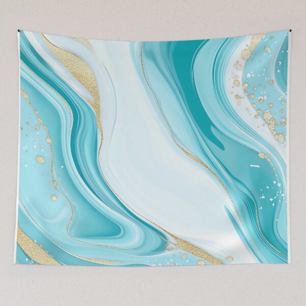 Item preview, Elegant Turquoise Marble Texture With Gold Glitter Lines designed and sold by GoldenTealArts.
