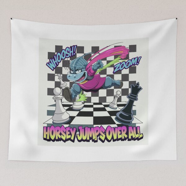 Item preview, Chess Pieces Game - Horsey Jumps Over All - Retro 90s Chess Knight designed and sold by stickercuffs.