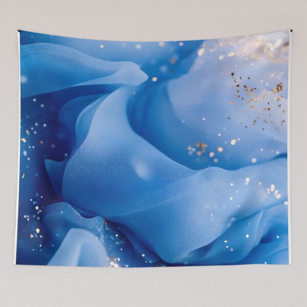 Item preview, Blue Silk With Golden Glitter And Rose Petal Texture designed and sold by GoldenTealArts.