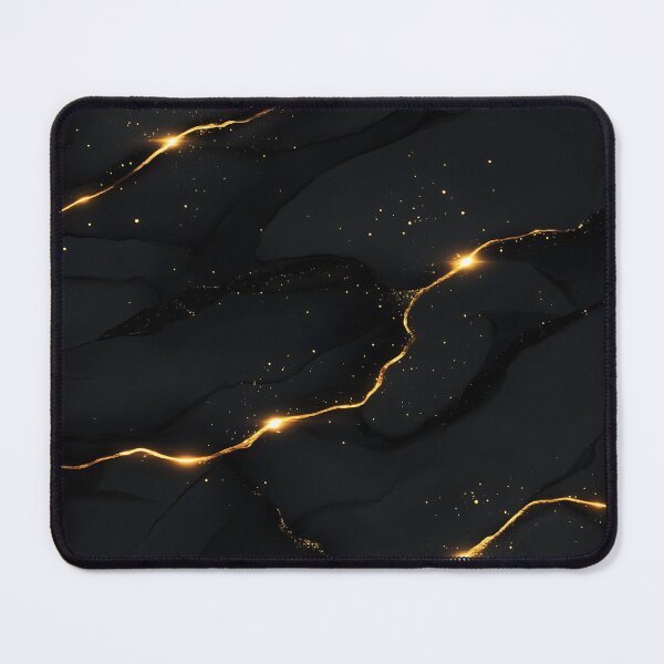 Item preview, Black Marble With Glowing Golden Cracks And Lights designed and sold by GoldenTealArts.
