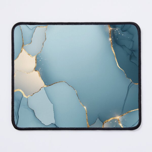 Item preview, Abstract Blue Marble With Golden Cracks designed and sold by GoldenTealArts.