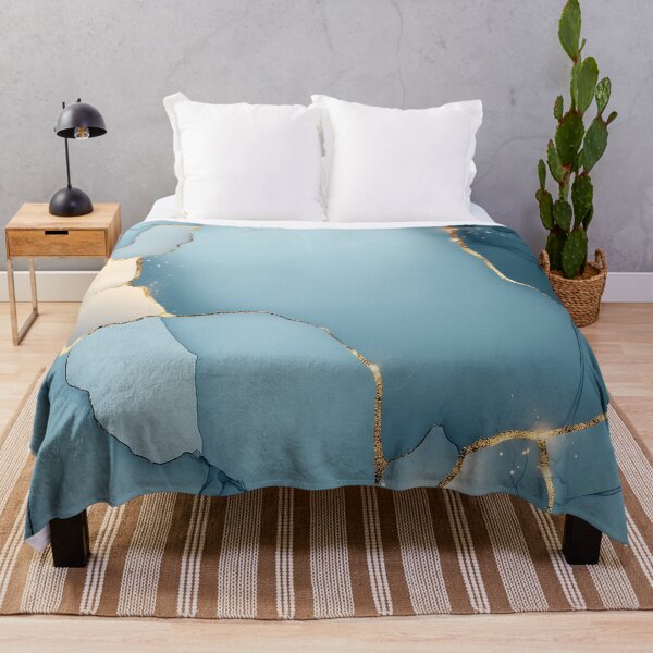 Item preview, Abstract Blue Marble With Golden Cracks designed and sold by GoldenTealArts.