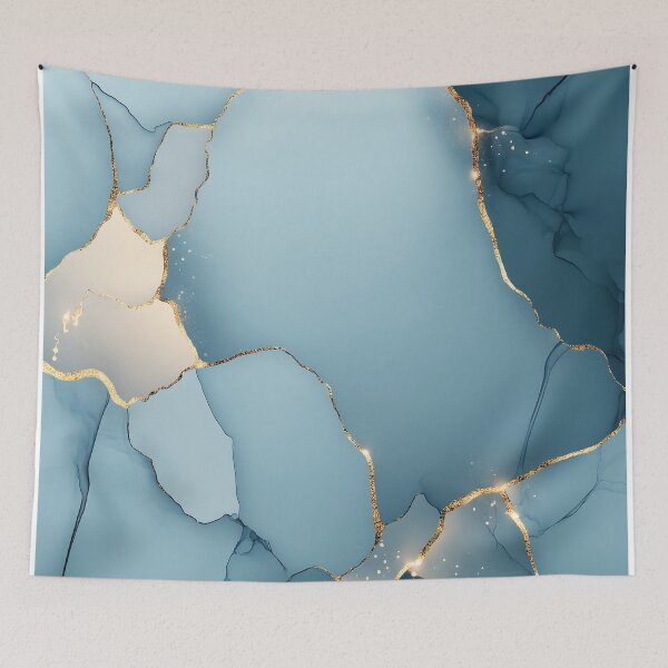 Item preview, Abstract Blue Marble With Golden Cracks designed and sold by GoldenTealArts.