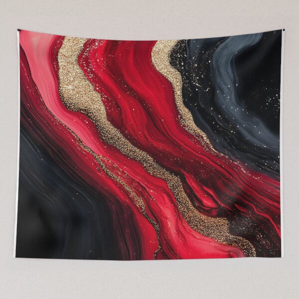 Item preview, Red Black And Gold Marble Glitter Design designed and sold by GoldenTealArts.