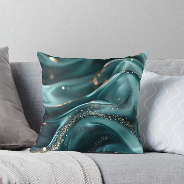 Item preview, Teal Silk With Golden Glitter Waves 3D Render designed and sold by GoldenTealArts.