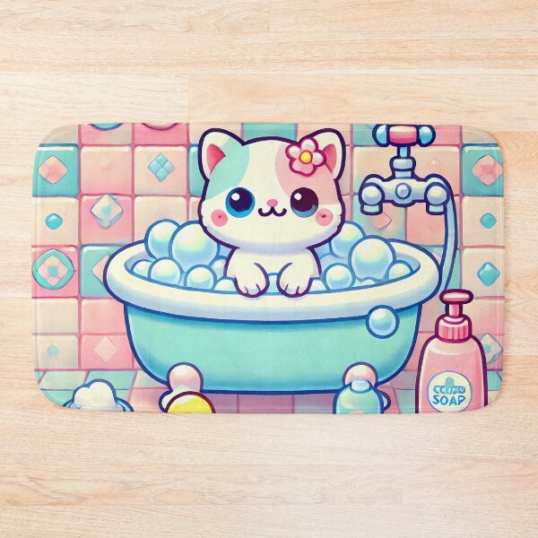 Item preview,  Adorable Bathing Cat Illustration designed and sold by Peelya.