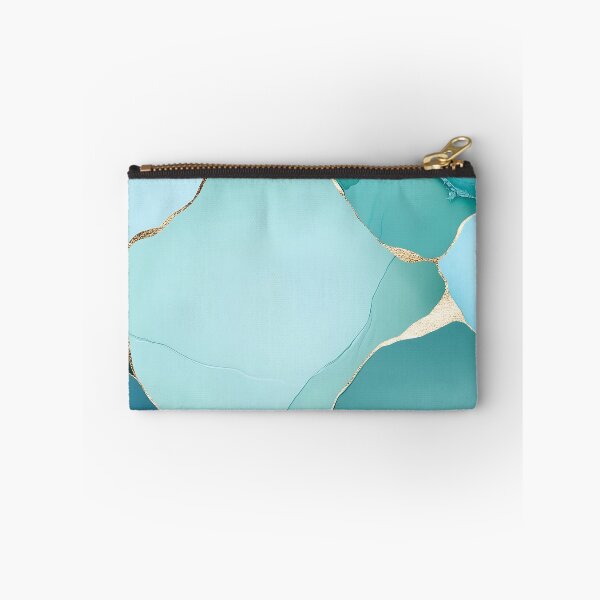 Item preview, Teal Blue Abstract Art With Gold Accents designed and sold by GoldenTealArts.