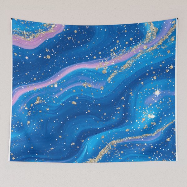 Item preview, Blue Pink Marble Glitter With Starry Sky Design designed and sold by GoldenTealArts.