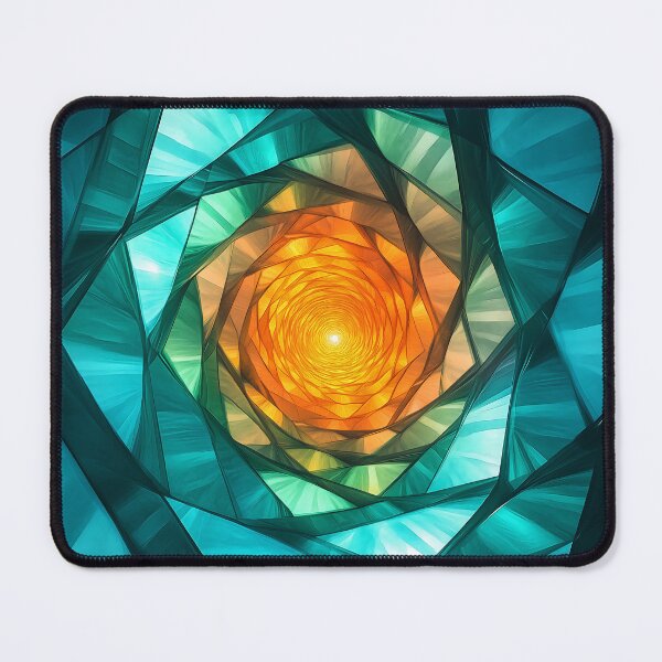 Item preview, Vibrant Teal And Orange Spiral Geometric Illumination designed and sold by GoldenTealArts.