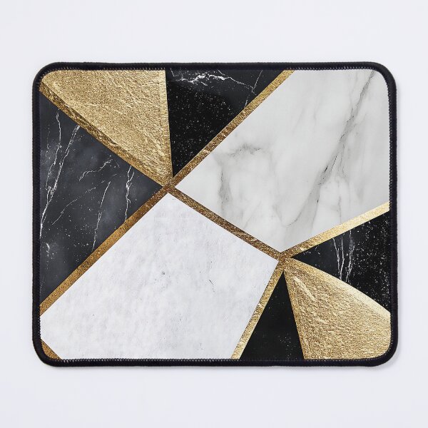 Item preview, Black And White Marble With Gold Geometric Triangles designed and sold by GoldenTealArts.