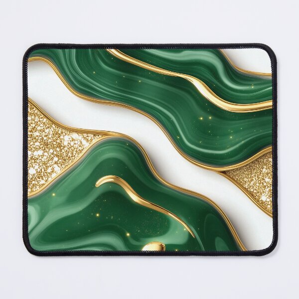 Item preview, Glossy Emerald Green Marble With Gold Glitter Waves designed and sold by GoldenTealArts.