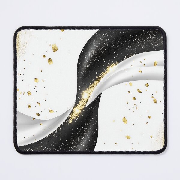 Item preview, Elegant Black And White Gradient Ribbon With Gold Glitter Accents designed and sold by GoldenTealArts.