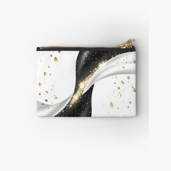 Item preview, Elegant Black And White Gradient Ribbon With Gold Glitter Accents designed and sold by GoldenTealArts.