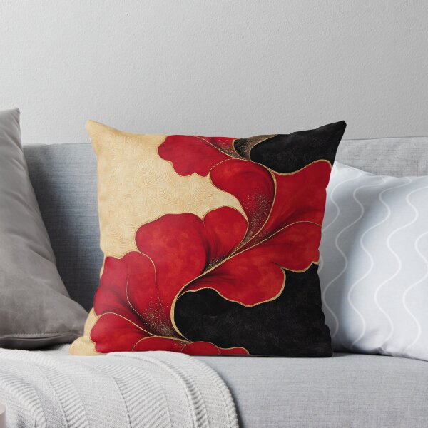 Item preview, Elegant Red and Black Ginkgo Leaves with Golden Highlights designed and sold by GoldenTealArts.