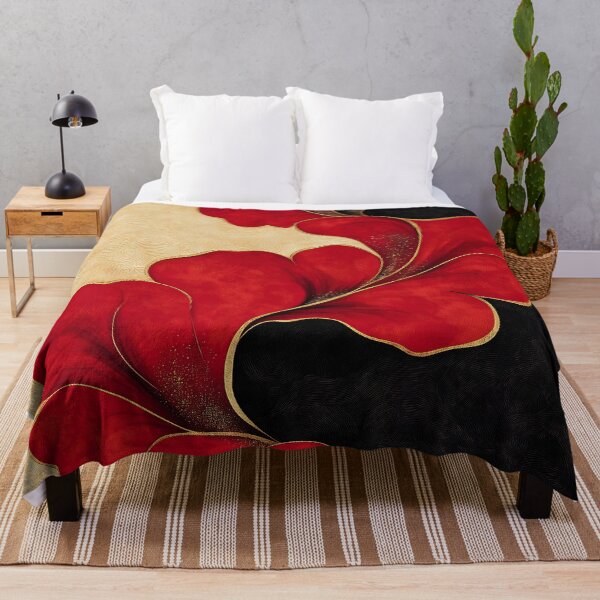 Item preview, Elegant Red and Black Ginkgo Leaves with Golden Highlights designed and sold by GoldenTealArts.
