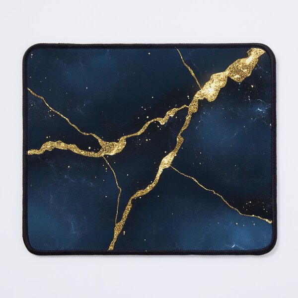 Item preview, Dark Blue Marble With Golden Glitter Veins designed and sold by GoldenTealArts.