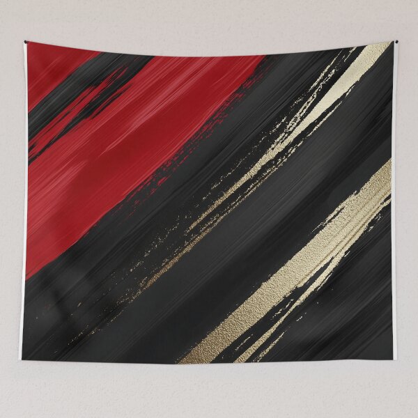 Item preview, Bold Abstract Brush Stroke Wallpaper in Black Red and Gold designed and sold by GoldenTealArts.