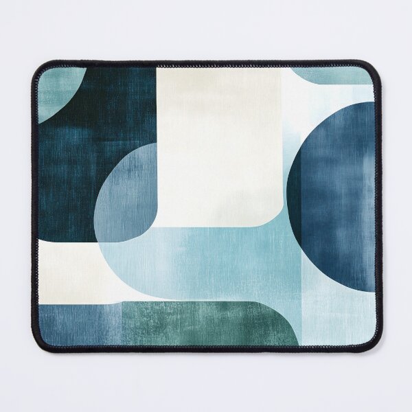 Item preview, Mid-century modern abstract shapes in shades of blue designed and sold by Soul-Sparks.
