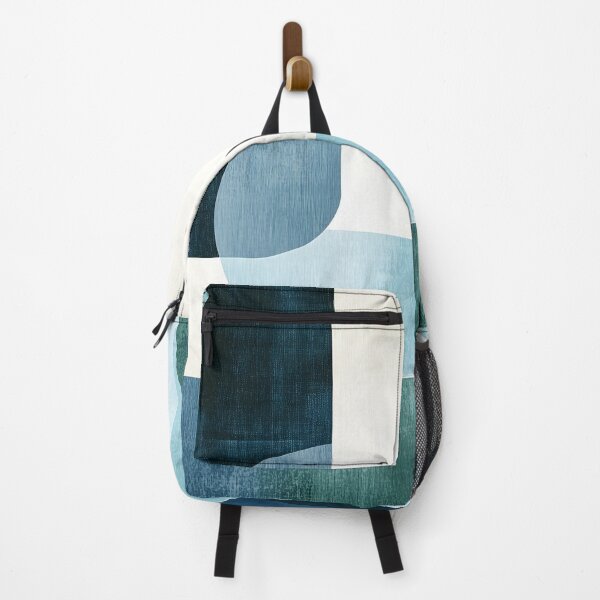 Item preview, Mid-century modern abstract shapes in shades of blue designed and sold by Soul-Sparks.