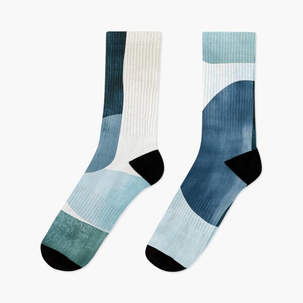 Item preview, Mid-century modern abstract shapes in shades of blue designed and sold by Soul-Sparks.