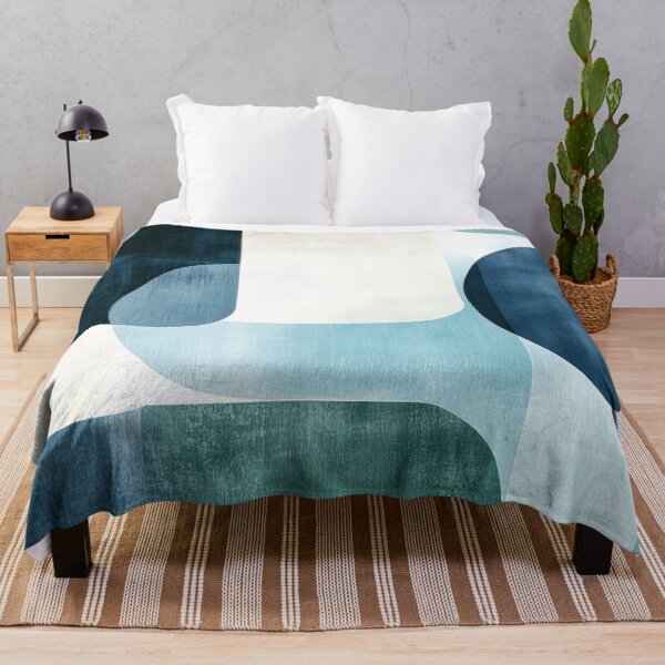 Item preview, Mid-century modern abstract shapes in shades of blue designed and sold by Soul-Sparks.