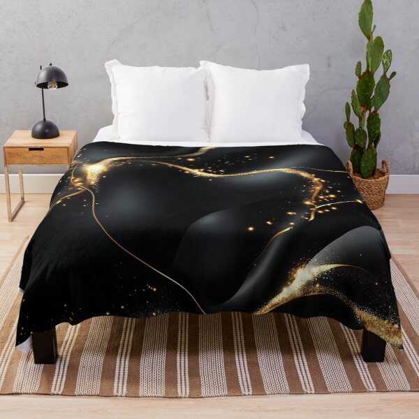 Item preview, Luxurious Black Background With Flowing Golden Lines designed and sold by GoldenTealArts.