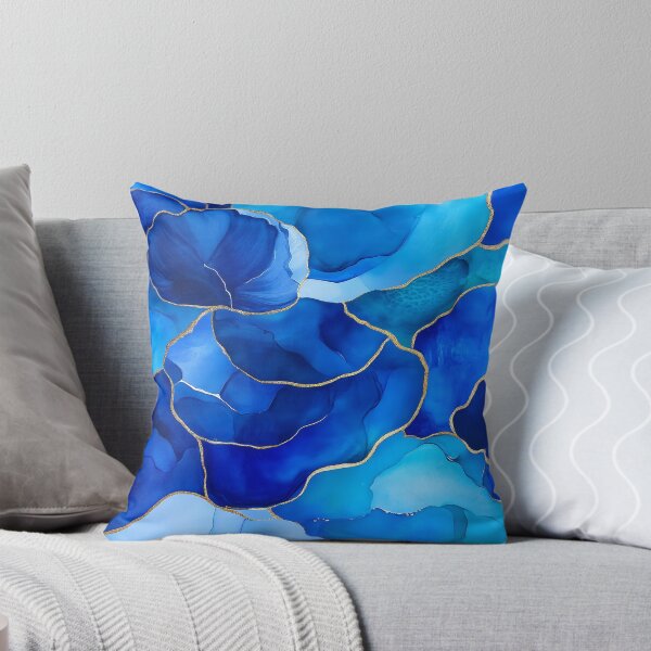Item preview, Elegant Blue Ink Art With Gold Accents designed and sold by GoldenTealArts.