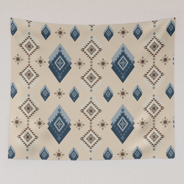Item preview, Beige and Blue Geometric Tribal Design designed and sold by kasune-shop.
