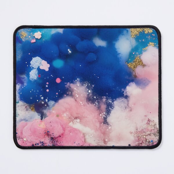 Item preview, Exploding Pink and Blue Ink Clouds With Gold Glitter designed and sold by GoldenTealArts.