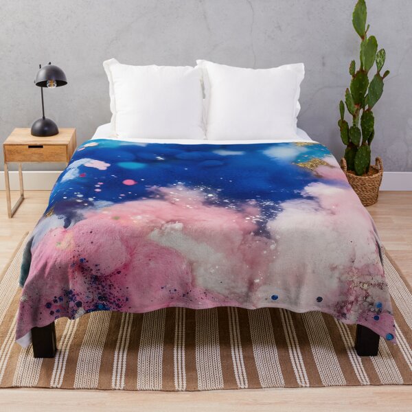 Item preview, Exploding Pink and Blue Ink Clouds With Gold Glitter designed and sold by GoldenTealArts.