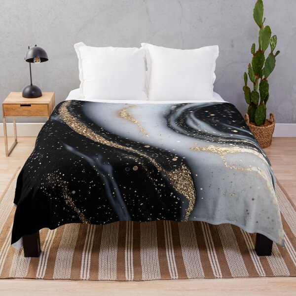 Item preview, Black And White Marble With Gold Glitter designed and sold by GoldenTealArts.