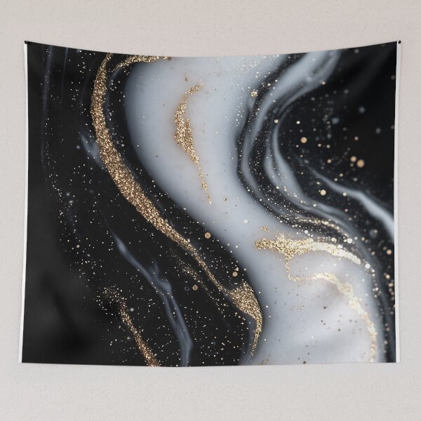 Item preview, Black And White Marble With Gold Glitter designed and sold by GoldenTealArts.