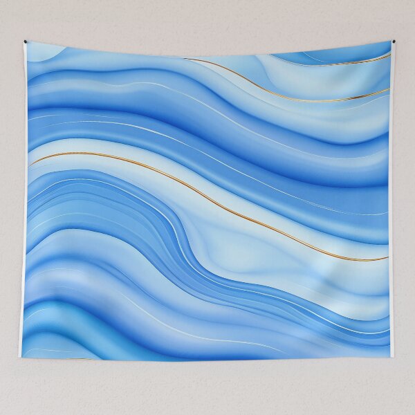 Item preview, Blue Marble Waves With Golden Accents designed and sold by GoldenTealArts.