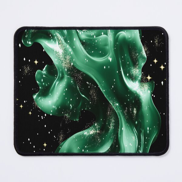 Item preview, Emerald Green Fluid Art With Glitter and Stars designed and sold by GoldenTealArts.