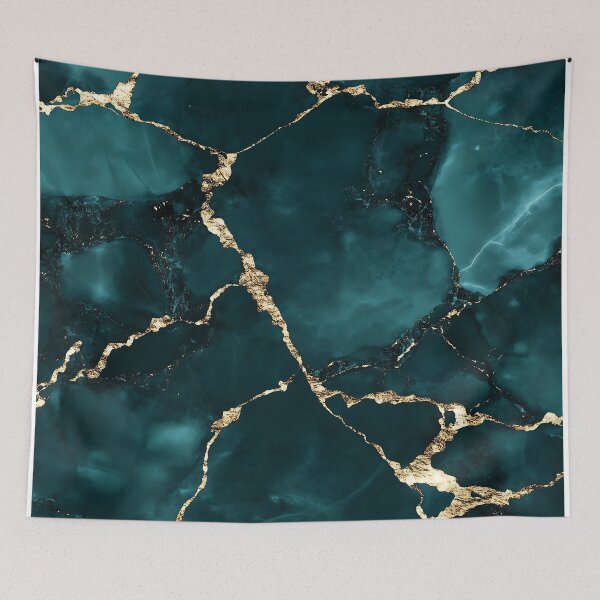 Item preview, Teal Marble With Gold Cracks designed and sold by GoldenTealArts.