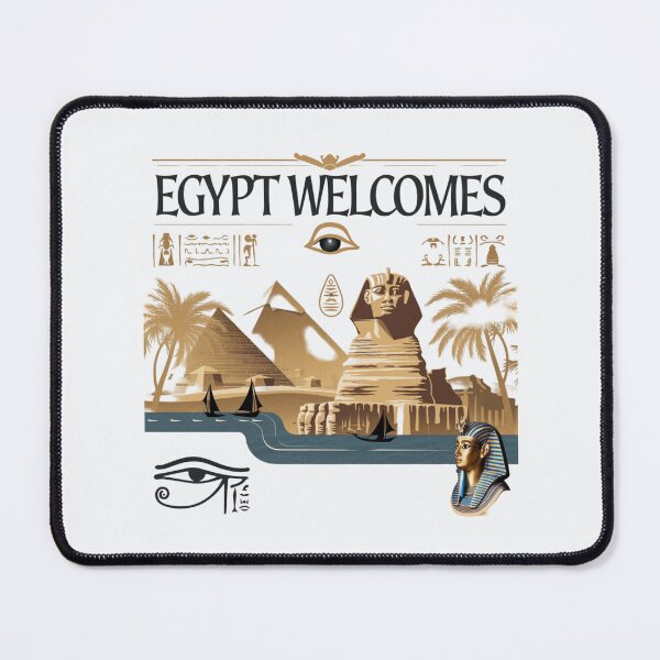 Item preview, Egypt Welcomes Flag Map Pyramids of Giza, Sphinx designed and sold by AnimalsDH305.