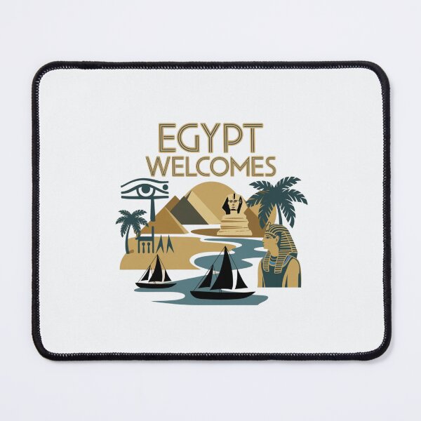 Item preview, Egypt Welcomes Flag Map Pyramids of Giza, Sphinx designed and sold by AnimalsDH305.