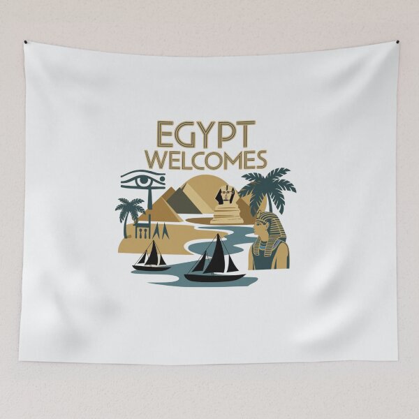 Item preview, Egypt Welcomes Flag Map Pyramids of Giza, Sphinx designed and sold by AnimalsDH305.