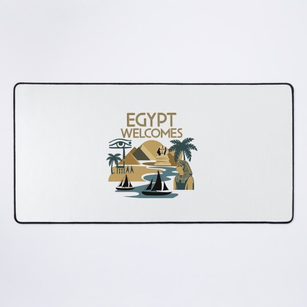 Item preview, Egypt Welcomes Flag Map Pyramids of Giza, Sphinx designed and sold by AnimalsDH305.