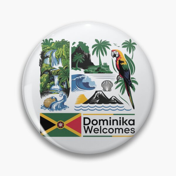 Item preview, Dominika Welcomes Flag Map Roseau, Boiling Lake designed and sold by AnimalsDH305.