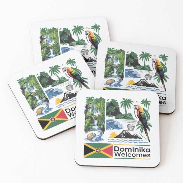 Item preview, Dominika Welcomes Flag Map Roseau, Boiling Lake designed and sold by AnimalsDH305.