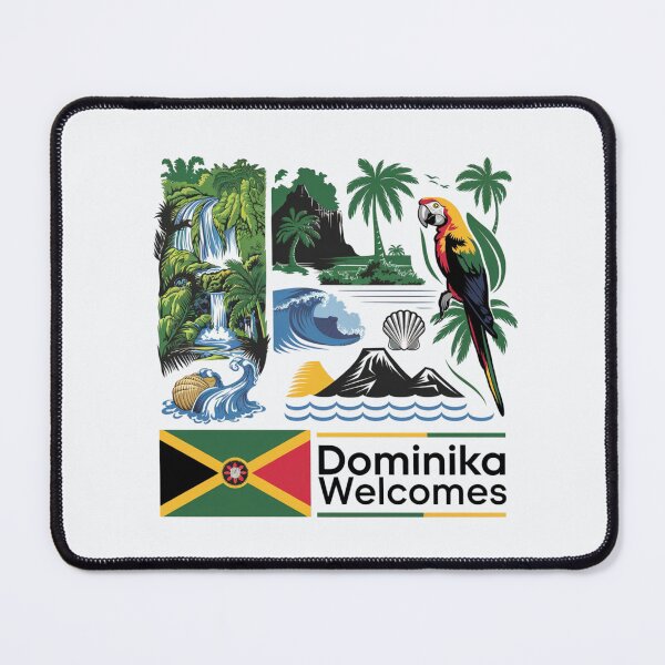 Item preview, Dominika Welcomes Flag Map Roseau, Boiling Lake designed and sold by AnimalsDH305.