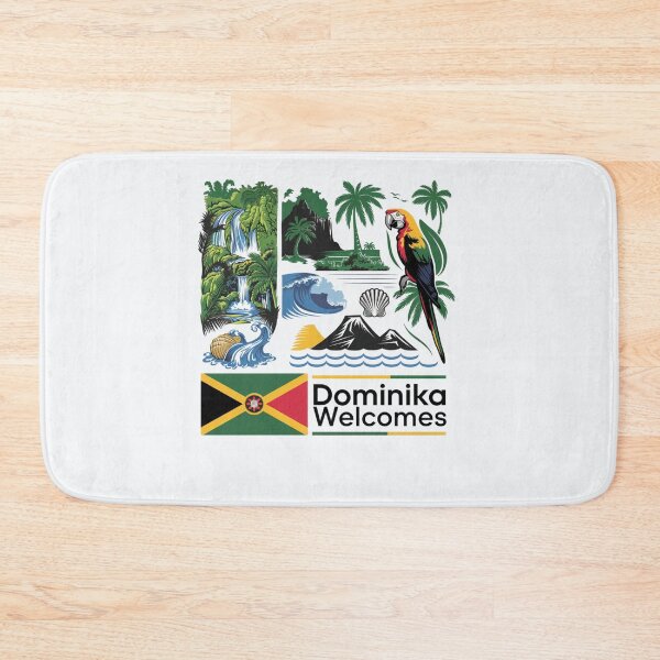 Item preview, Dominika Welcomes Flag Map Roseau, Boiling Lake designed and sold by AnimalsDH305.