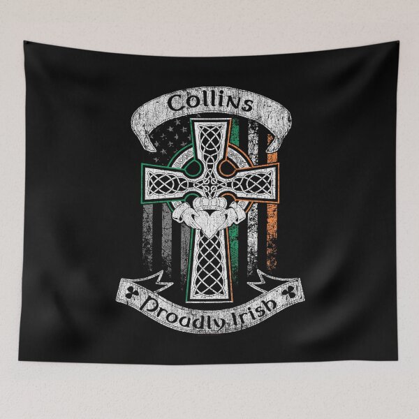 Item preview, Collins family Irish Americans, US flag, Ireland flag, claddagh ring, celtic Cross vintage designed and sold by 9X FR.