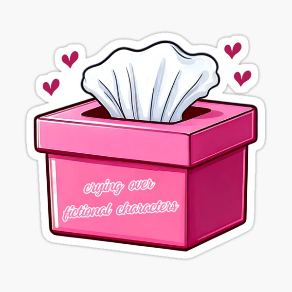 Artikel-Vorschau von Weinen über eine rosa Taschentuchbox mit fiktiven Figuren, designt und verkauft von InkInspiredz.