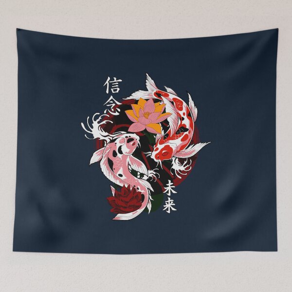 Item preview, Yakuza Japanese tattoos, koi fish pond, floral water original designed and sold by Cheeky Companions.