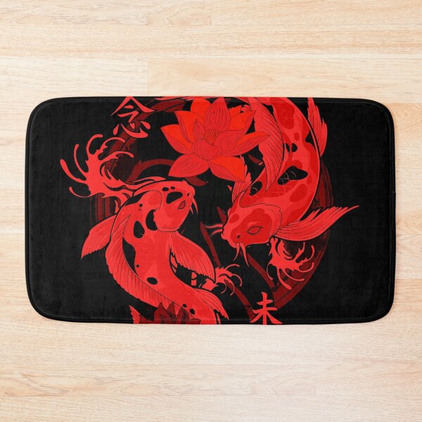 Item preview, Red Yakuza Japanese tattoos, koi fish pond, floral water original designed and sold by Cheeky Companions.