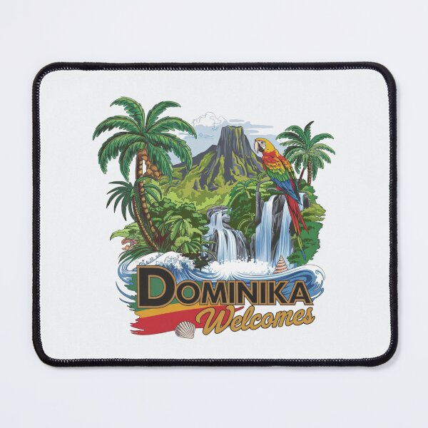 Item preview, Dominika Welcomes Flag Map Roseau, Boiling Lake designed and sold by AnimalsDH305.
