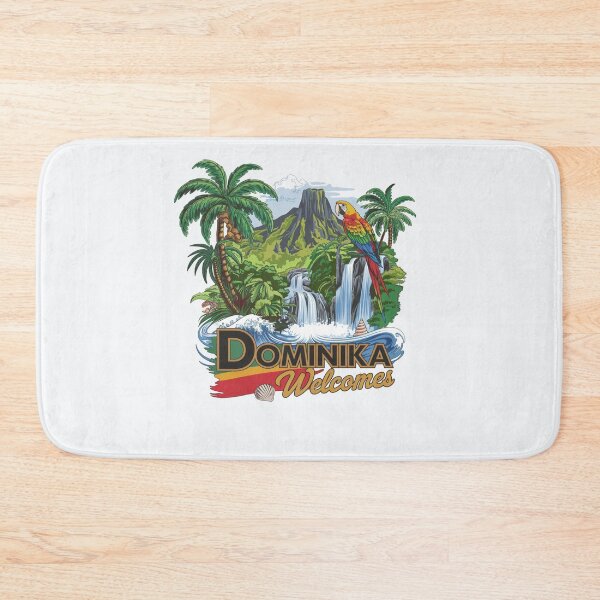 Item preview, Dominika Welcomes Flag Map Roseau, Boiling Lake designed and sold by AnimalsDH305.